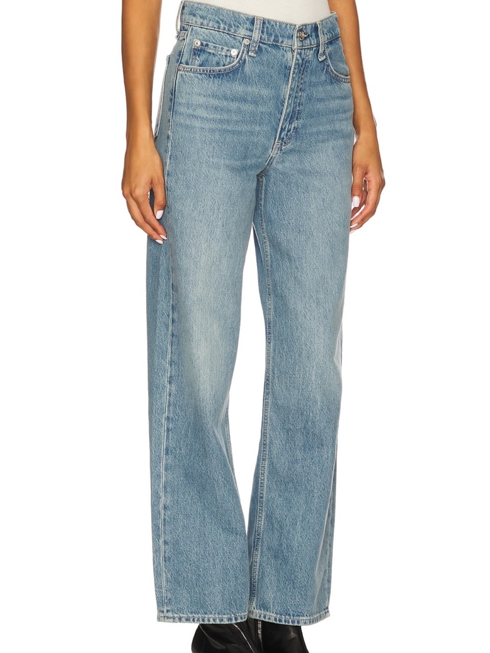 rag & bone High-Rise Straight Jeans - Light Blue Wash - Picture 2 of 4